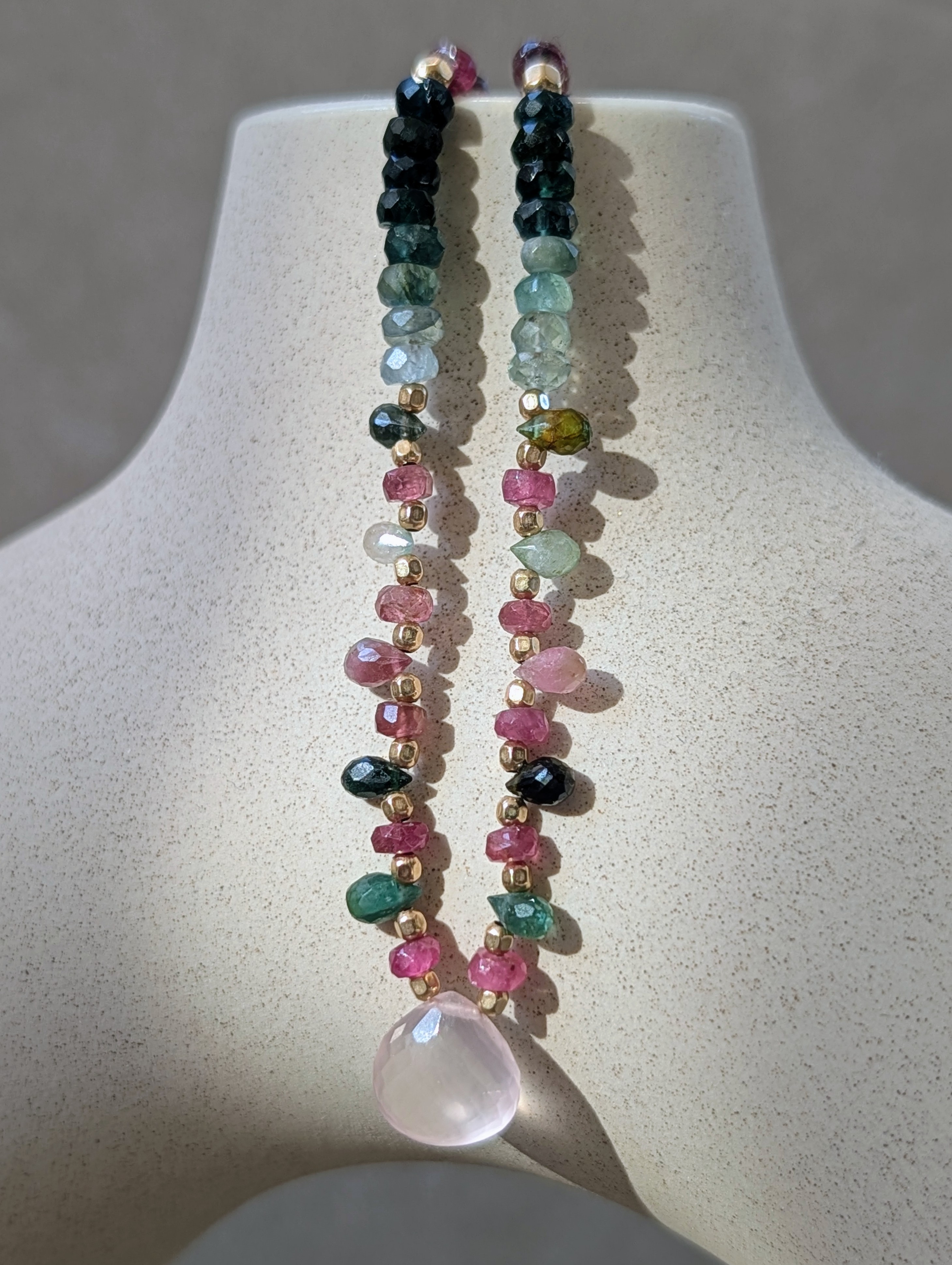 The Phoebe Talisman Multi-Tourmaline and Rose Quartz Sunlight Macro